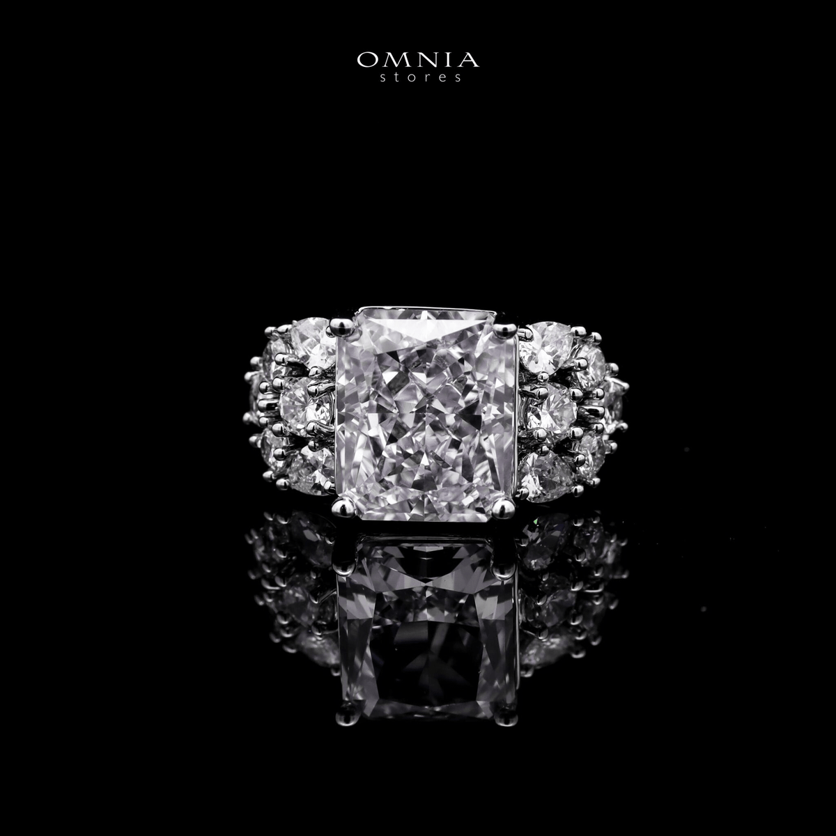 Omnia Charlotte Pure White Bridal Full Set with Emerald and Pear-Cut High Quality Simulated Diamonds Premium Rhodium Plated - OMNIASTORES UAE