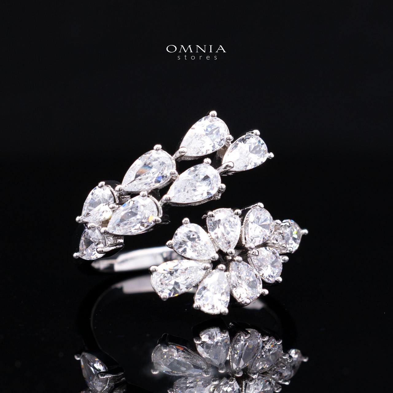 Daniyah Elegant White Floral Vine Tassel Bridal Full Set with Premium Zircon Stones, Rhodium-Plated Finish