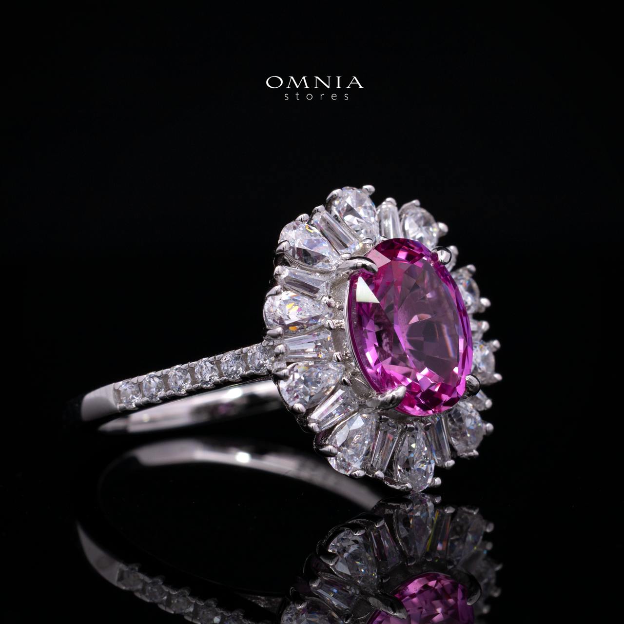 Kaitlynn Lab-Grown Pink Ring with GRC Certificate, Oval 7×9mm in 925 Sterling Silver