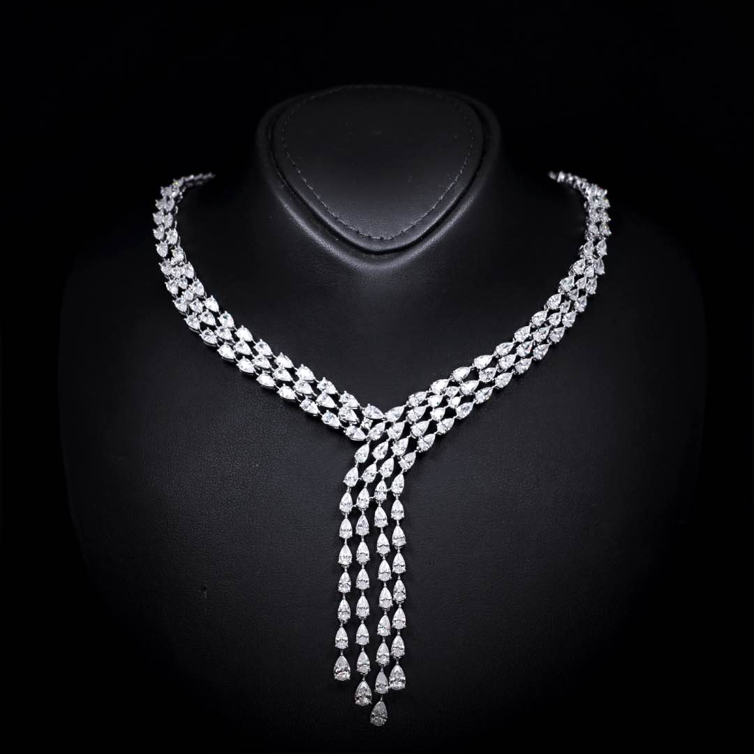 Omnia Michelle White Bridal Full Set Accessories in High Quality Zircon Stone in Rhodium Plated - OMNIASTORES KSA