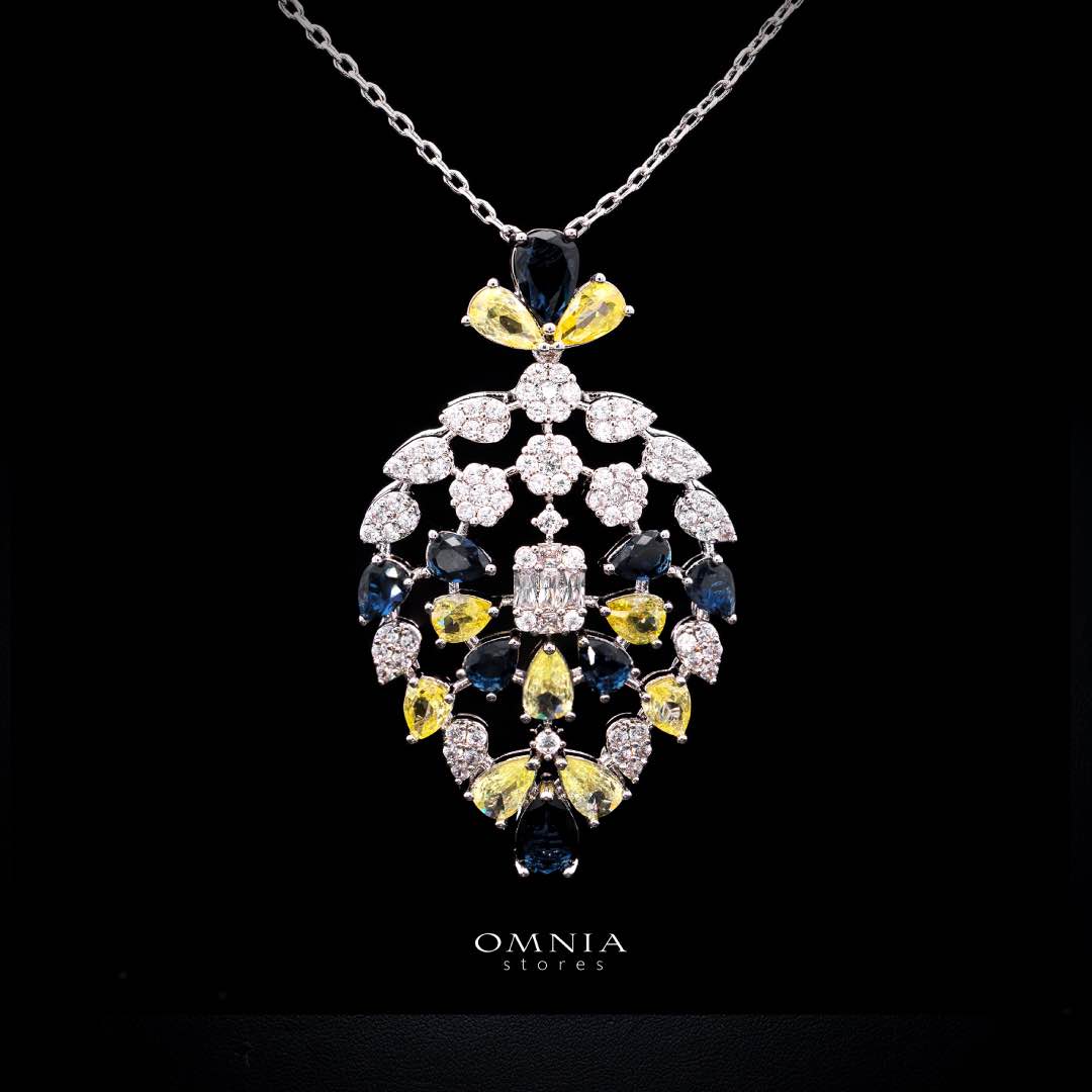 Omnia Ashwaq Blue & Yellow Set in High Quality Zircon Stone - OMNIASTORES KSA