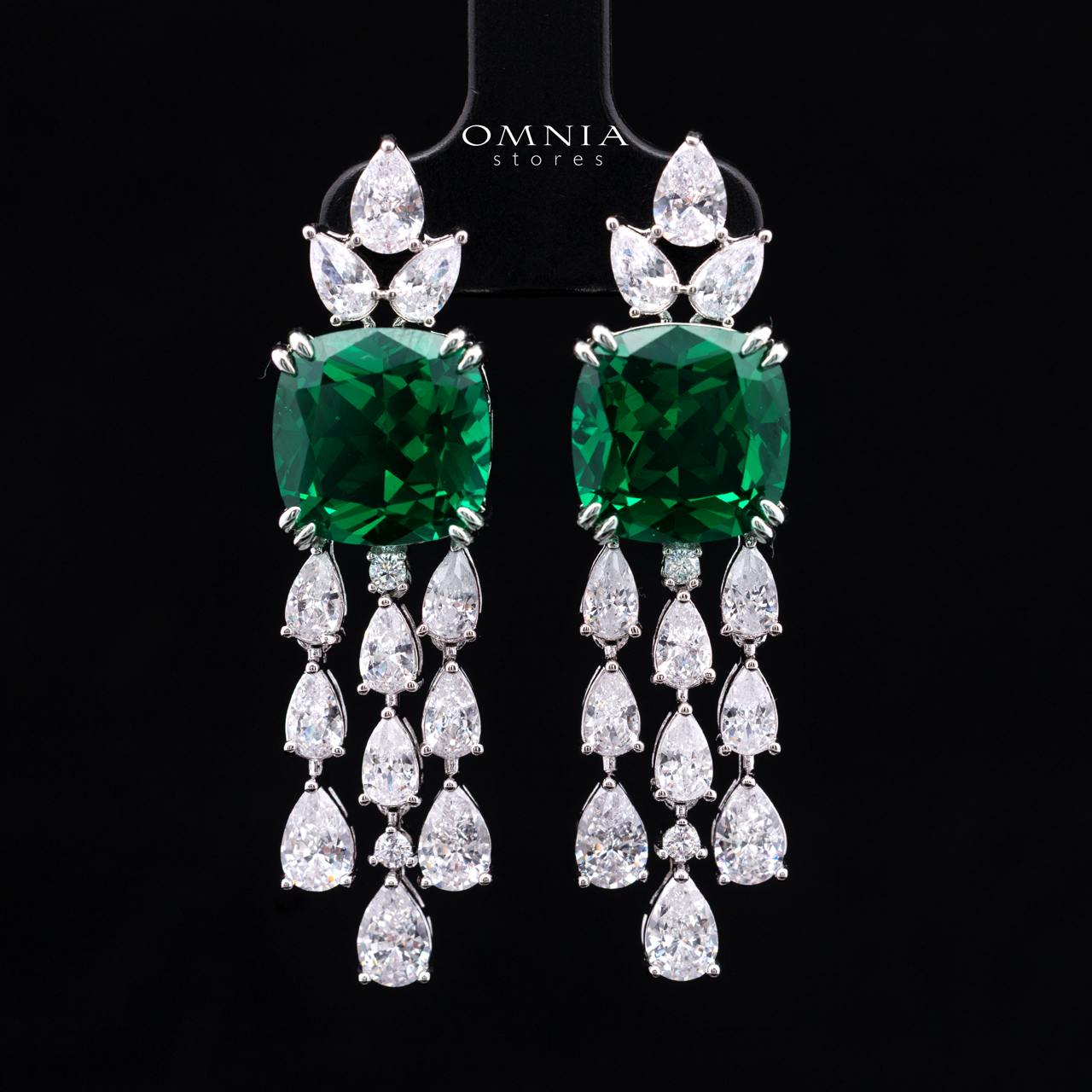 Nazaha Bridal Full Set in Rhodium Plated with High Quality White and Green Zircon Stones