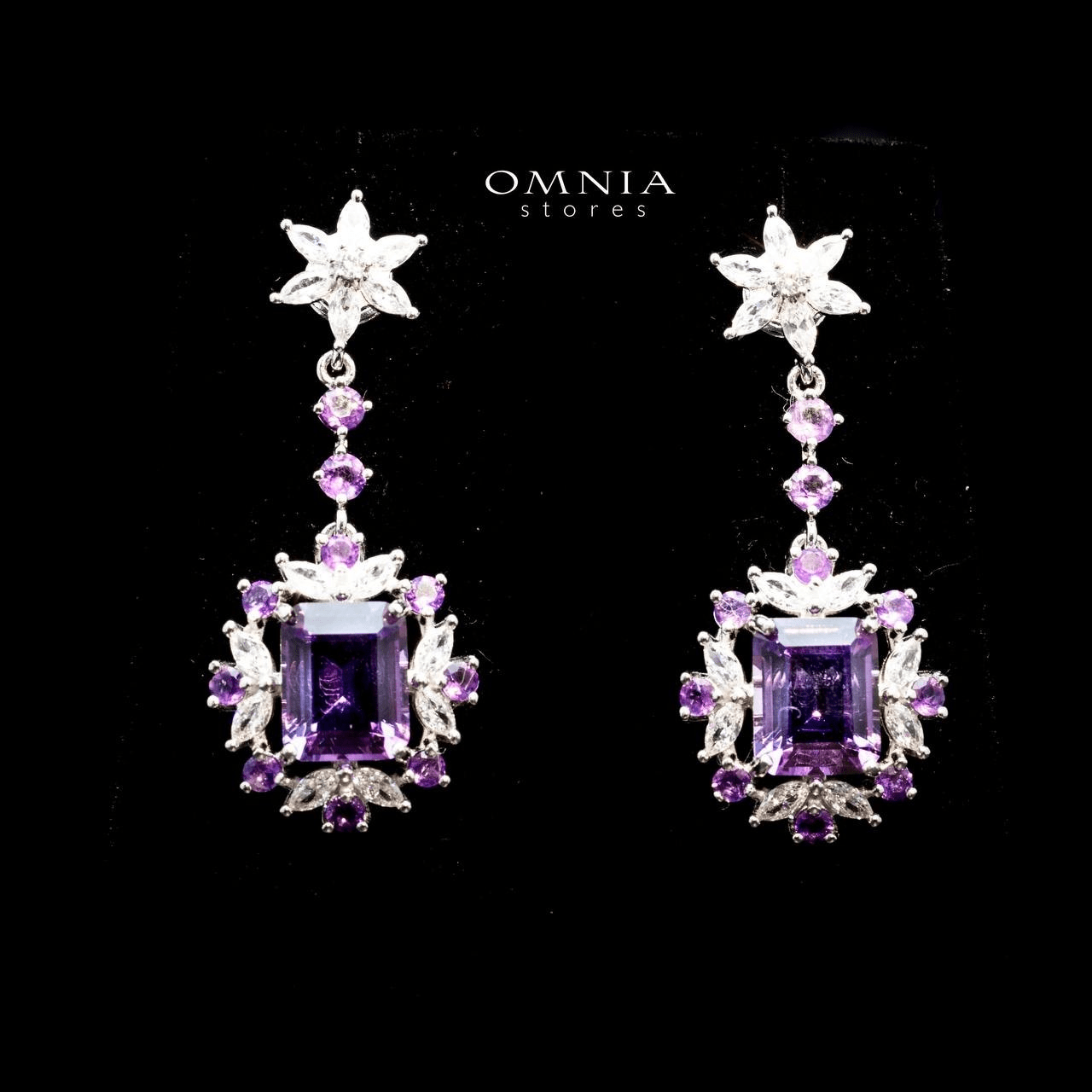Omnia Siham Earrings In 92.5 Silver High Quality Amethyst Stone - OMNIASTORES UAE