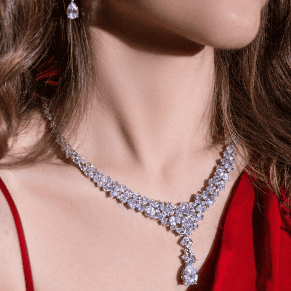 Omnia Reman White Bridal Full Set in High Quality Zircon Stone in Rhodium Plated - OMNIASTORES UAE