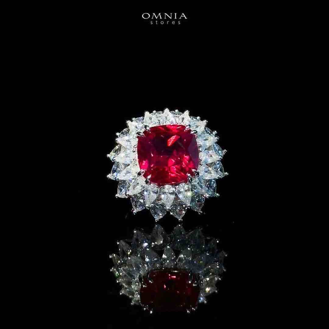 Omnia Thalia Red Ring 92.5 Silver in High Quality Simulated diamonds - OMNIASTORES KSA