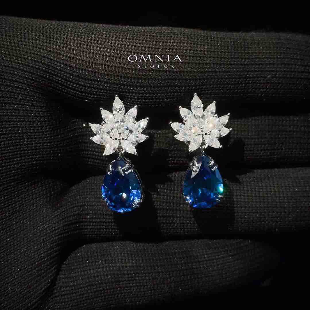 Omnia Cidra Blue Earrings In 92.5 Silver High Quality Simulated diamonds - OMNIASTORES KSA