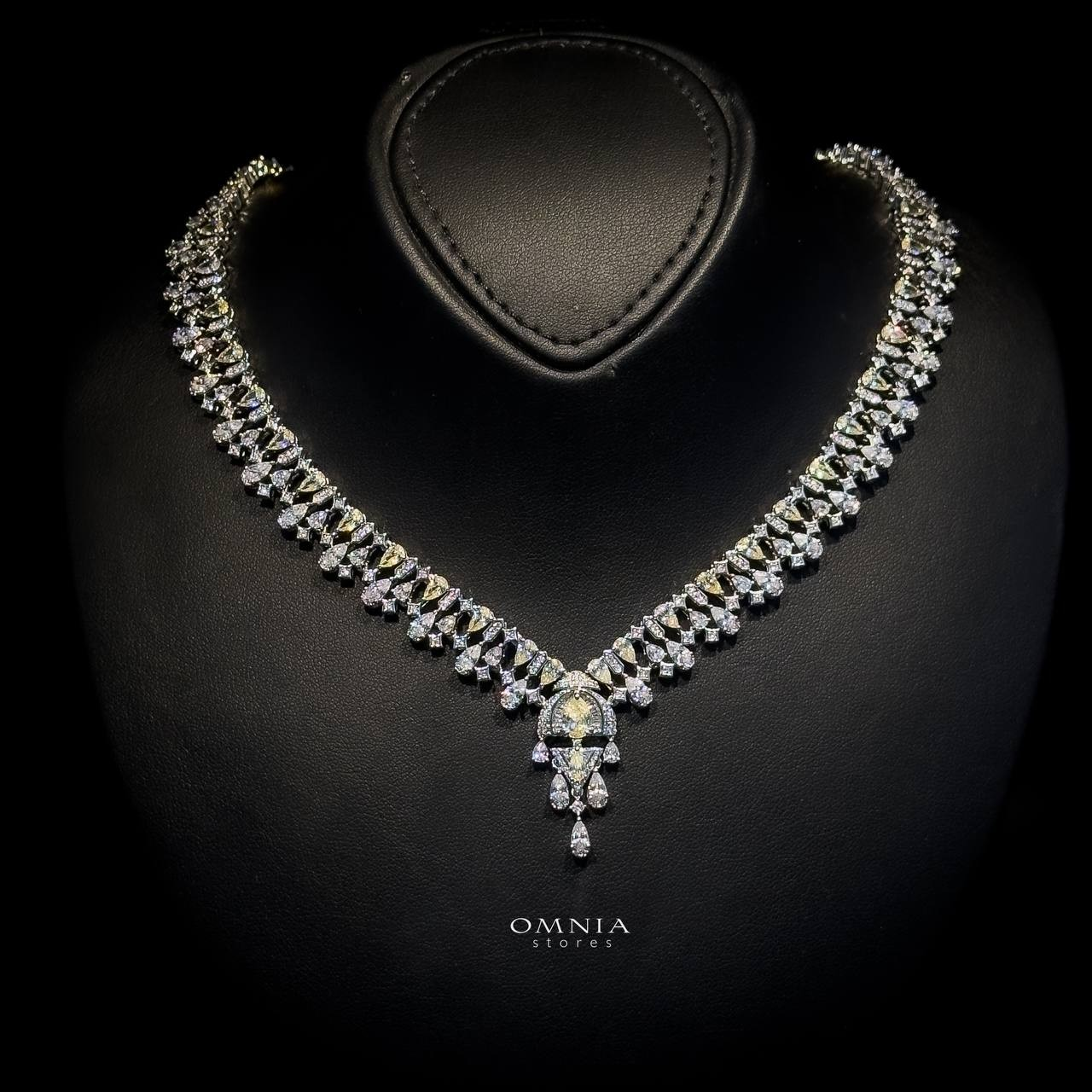 Omnia Rafi Yellow Bridal Full Set with Elegant White and Simulated Diamonds in High-Quality Rhodium Plated Finish - OMNIASTORES KSA