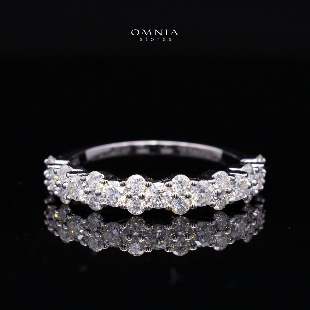 Sumaira White Moissanite Half Eternity Cluster Band Ring – Rhodium-Plated 925 Sterling Silver