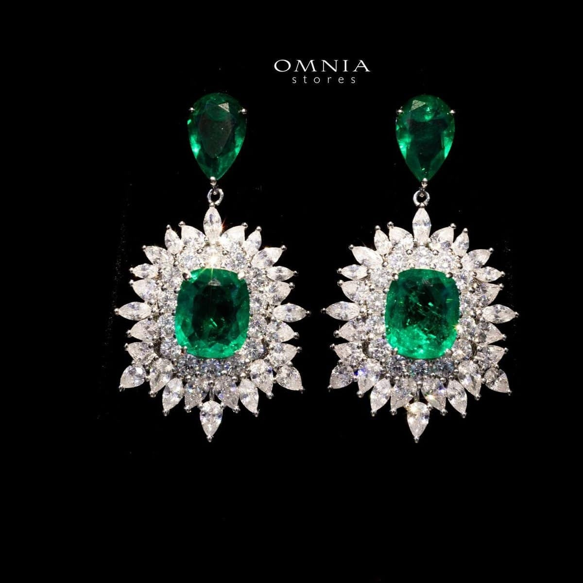Omnia Thalia Green Earring in 92.5 Silver High Quality Simulated diamonds - OMNIASTORES KSA