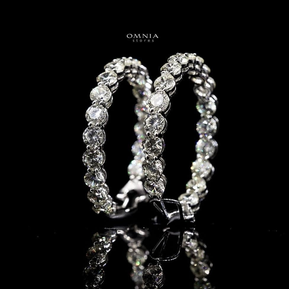 Omnia Yara Large Hoop Earrings 92.5 Silver In High Quality Simulated diamonds - OMNIASTORES KSA