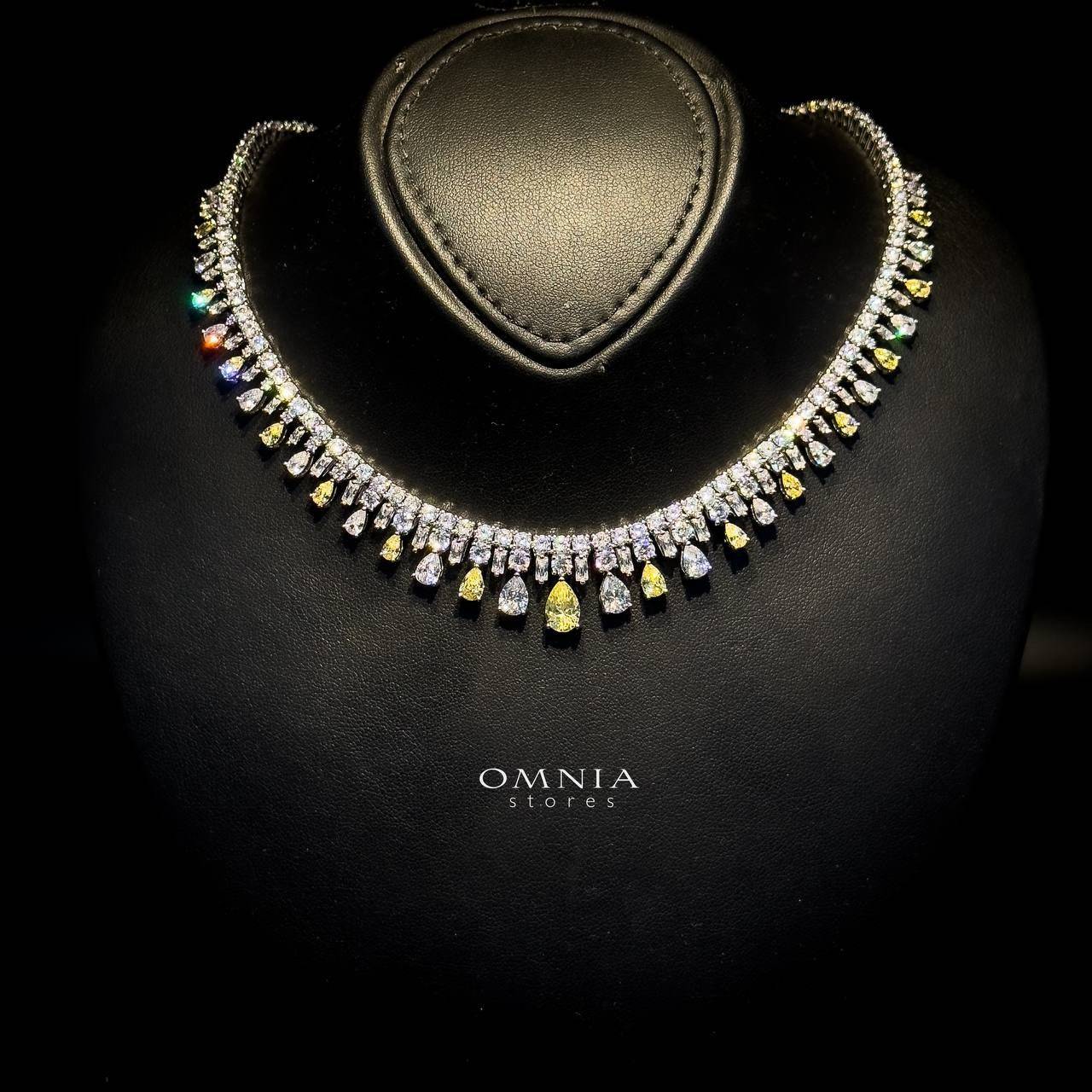 Omnia Nisrine Yellow Bridal Full Set in High Quality Zircon Stone Rhodium Plated - OMNIASTORES UAE