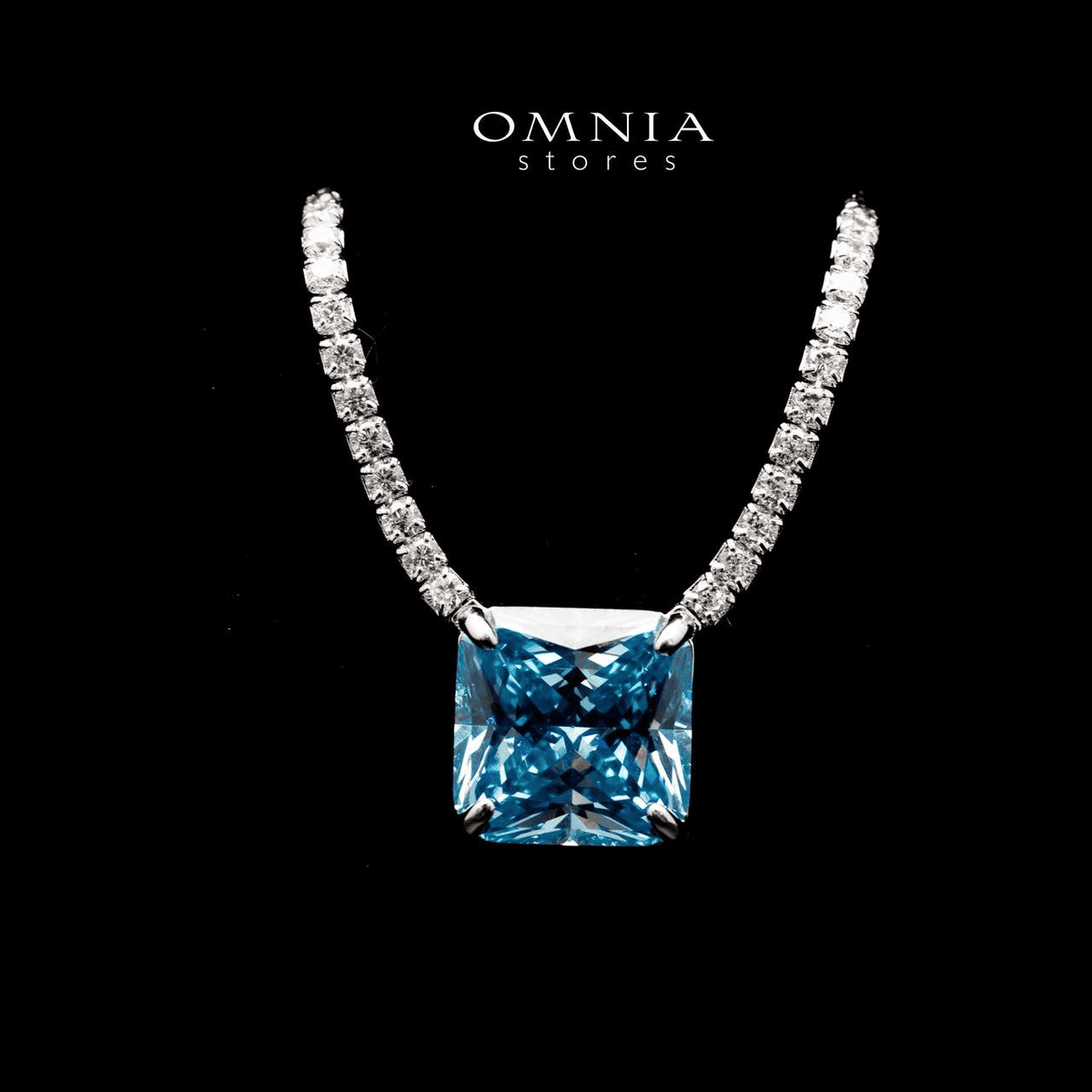 Omnia Bettina Sky Blue Necklace 925 Silver in High Quality Simulated Diamonds - OMNIASTORES UAE
