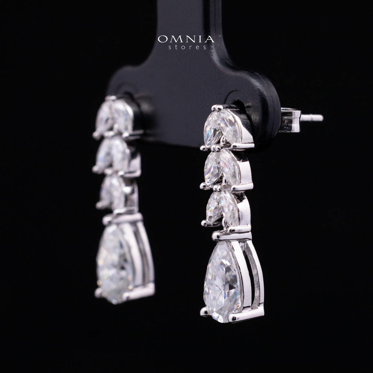 Cristina White Moissanite Earrings with GRA Certificate – 5x8mm Pear Cut, Rhodium-Plated 925 Sterling Silver