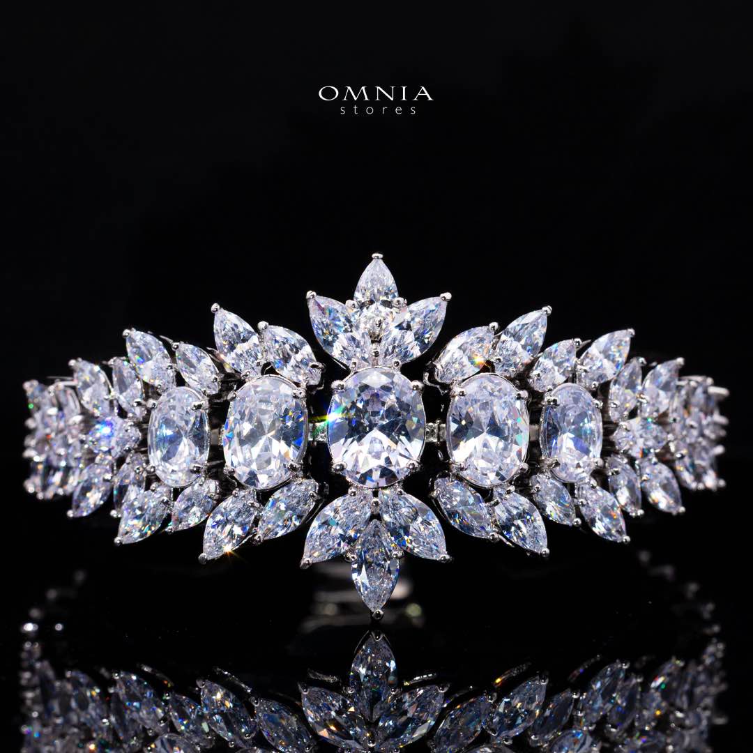 Omnia Buthaina Pure White Luxury Bridal Full Set High Quality Simulated Diamonds