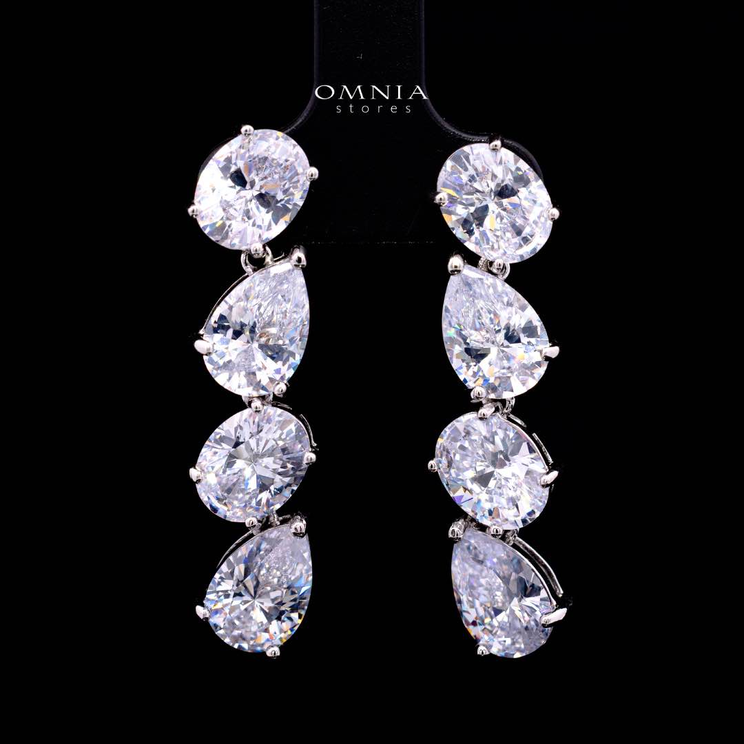 Omnia Lamia White Bridal Full Set with High-Quality Simulated Diamonds Rhodium Plated - OMNIASTORES KSA