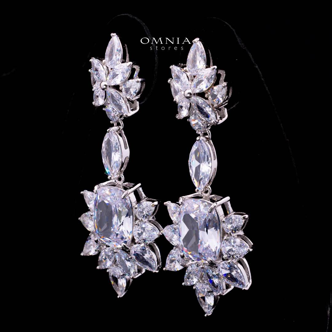 Omnia Medusa Earring In 92.5 Silver High Quality White Zircon Stone in Rhodium Plated - OMNIASTORES KSA
