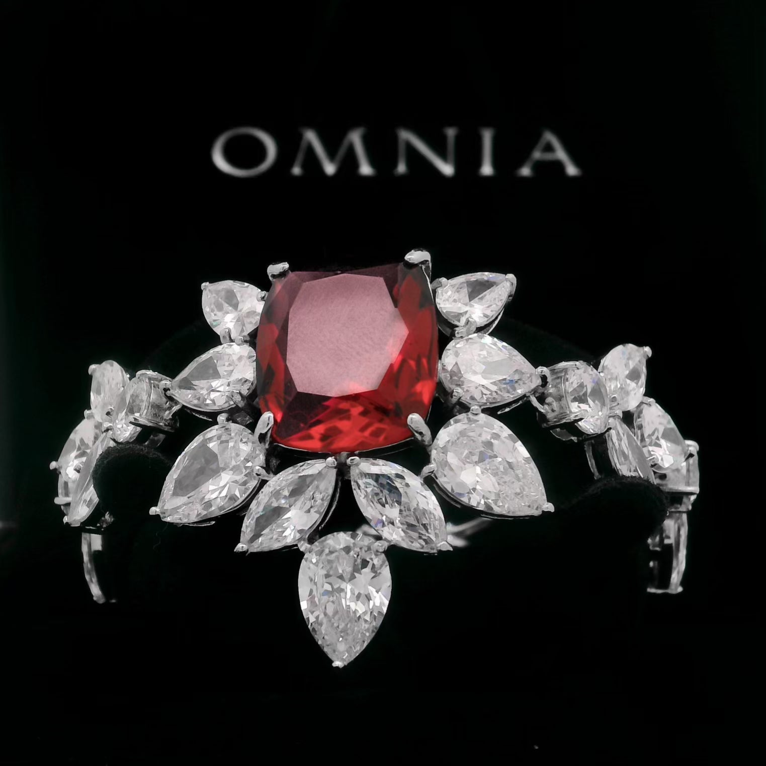 Omnia Medusa Red Bridal Full Set in 925 Silver High Quality Simulated diamonds - OMNIASTORES KSA