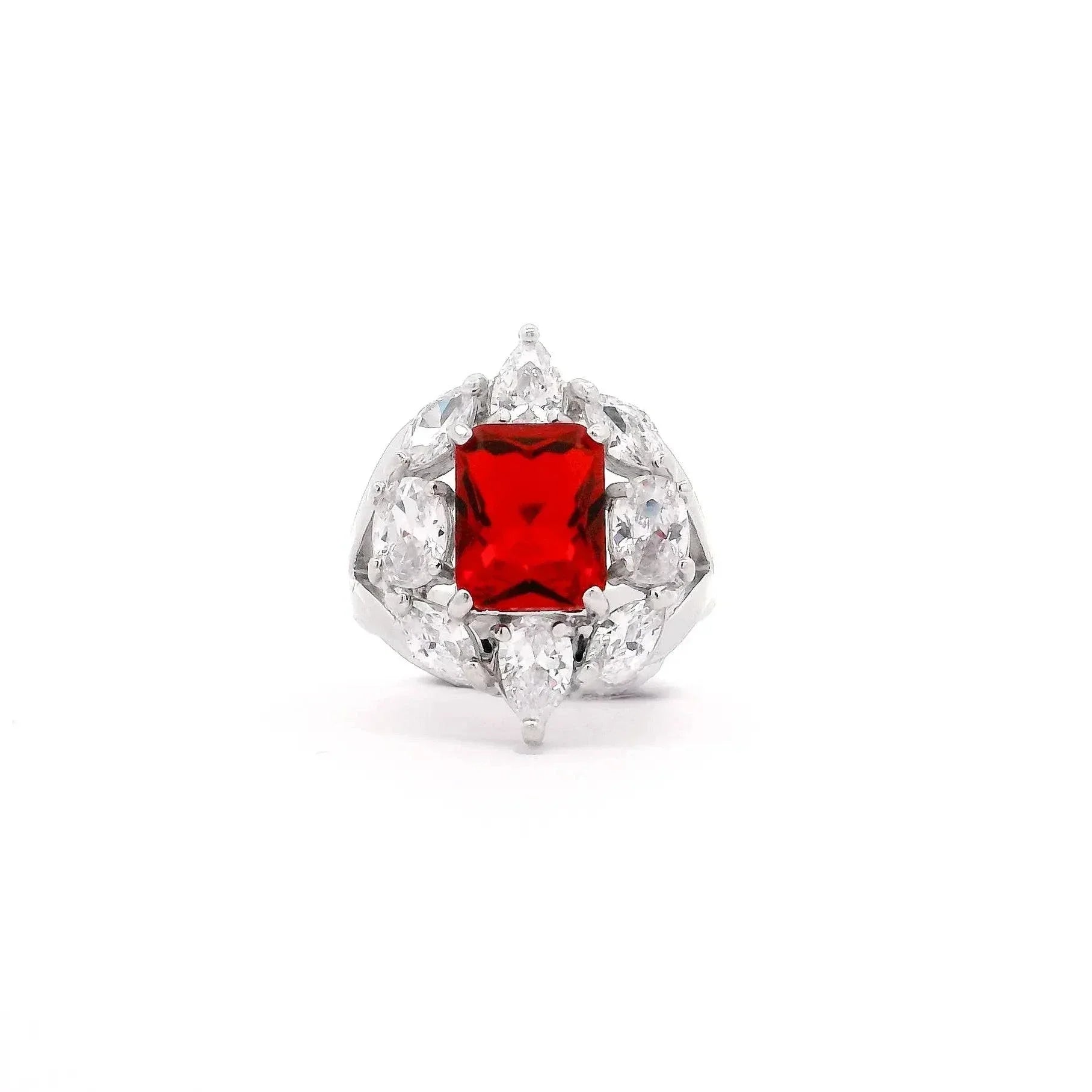 Omnia Medusa Red Bridal Full Set in 925 Silver High Quality Simulated diamonds - OMNIASTORES KSA