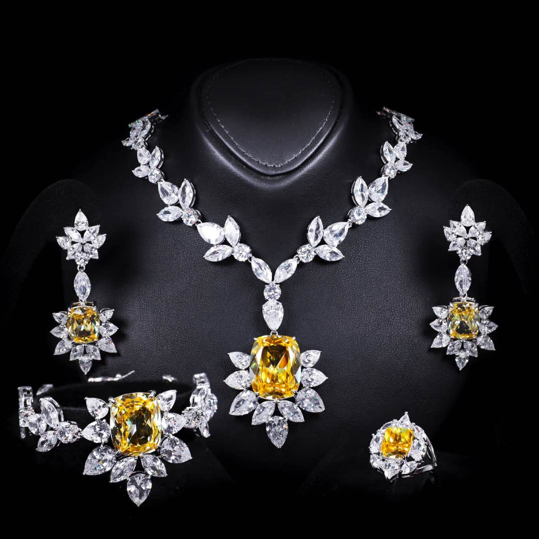 Omnia Medusa Yellow Bridal Full Set in 925 Silver High Quality Simulated diamonds - OMNIASTORES KSA