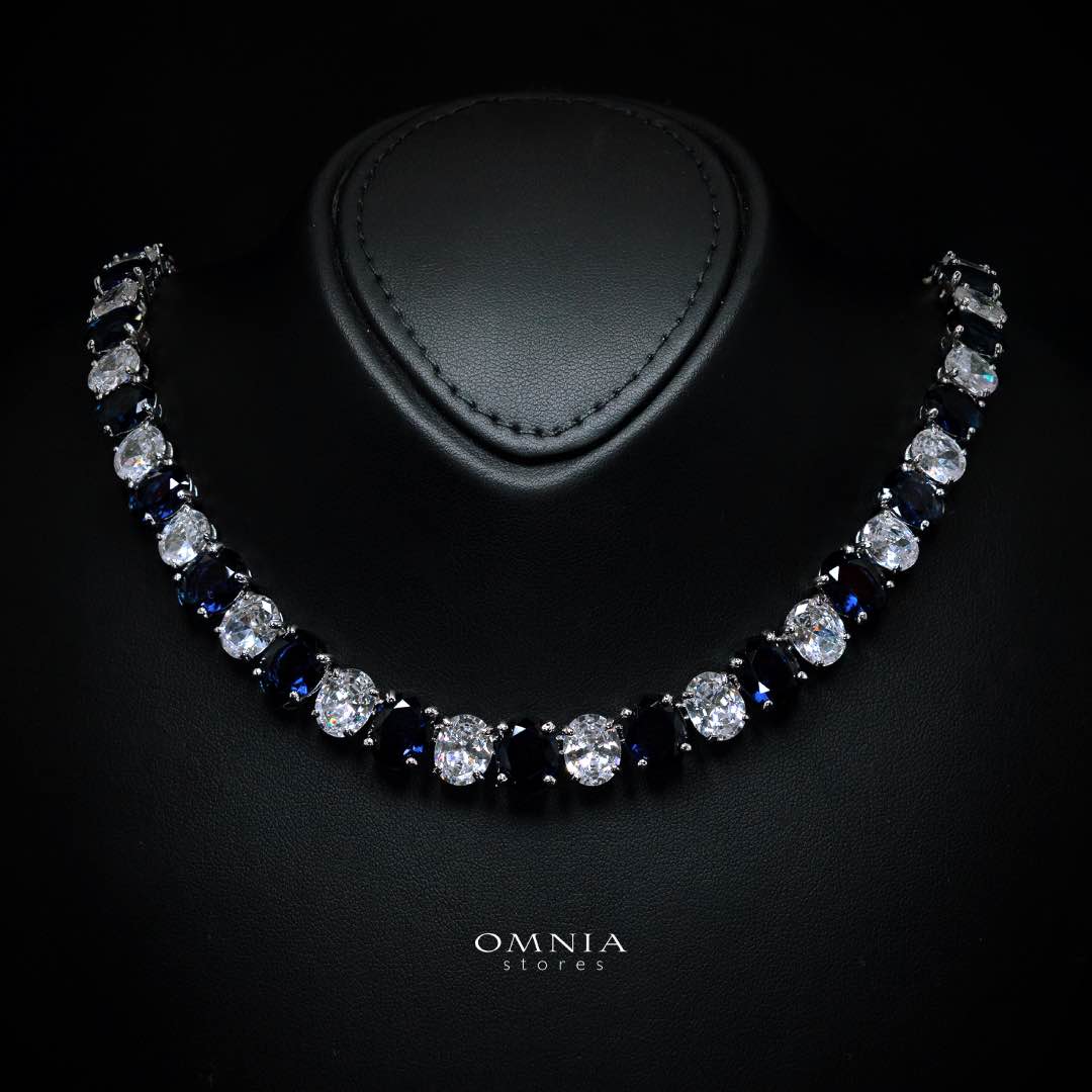 Omnia Gemma Blue Bridal Full Set in High Quality Simulated Diamonds - OMNIASTORES KSA
