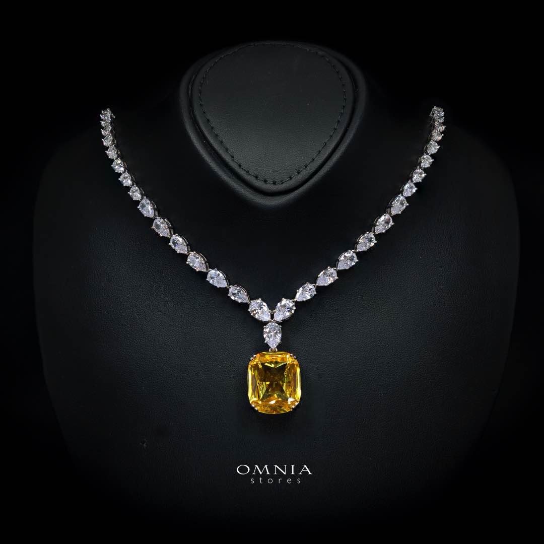 Omnia Audrey Yellow Bridal Full Set in High Quality Simulated Diamonds - OMNIASTORES KSA