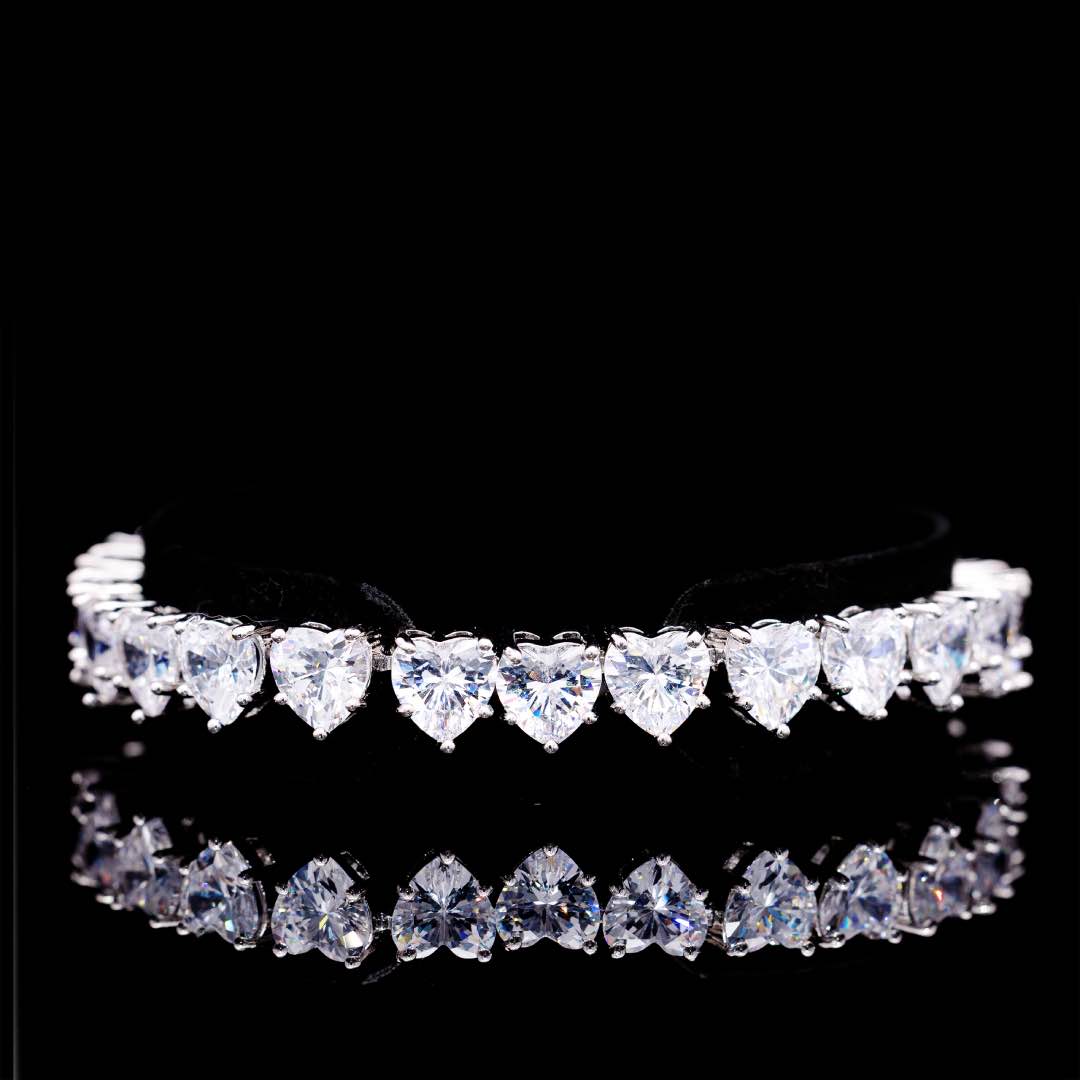 Omnia Donatella White Bridal Full Set with Heart-Cut High Quality Simulated Diamonds Premium Rhodium Plated - OMNIASTORES KSA