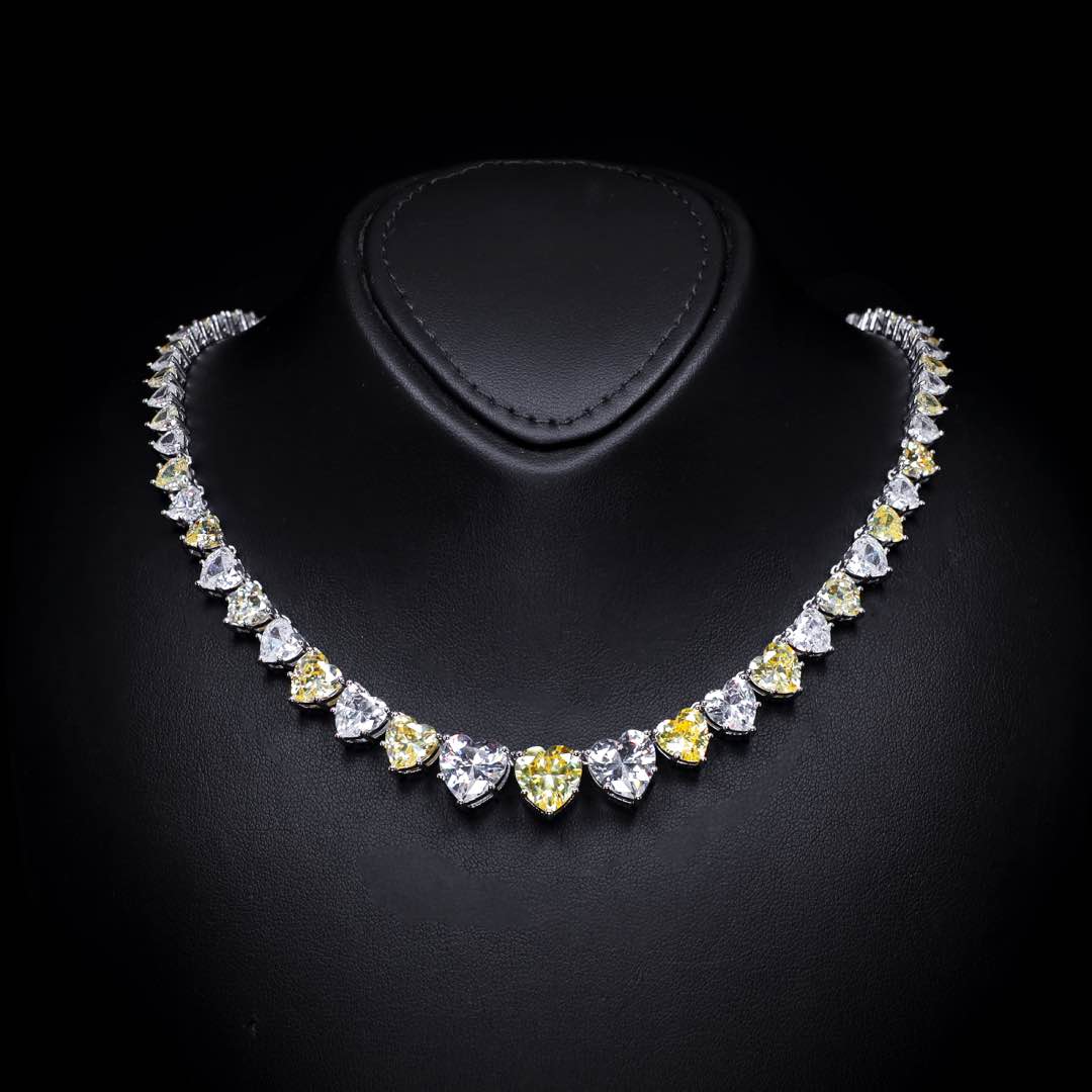 Omnia Donatella Yellow Luxury Bridal Full Set with Heart-Cut High Quality Simulated Diamonds Premium Rhodium Plated - OMNIASTORES KSA