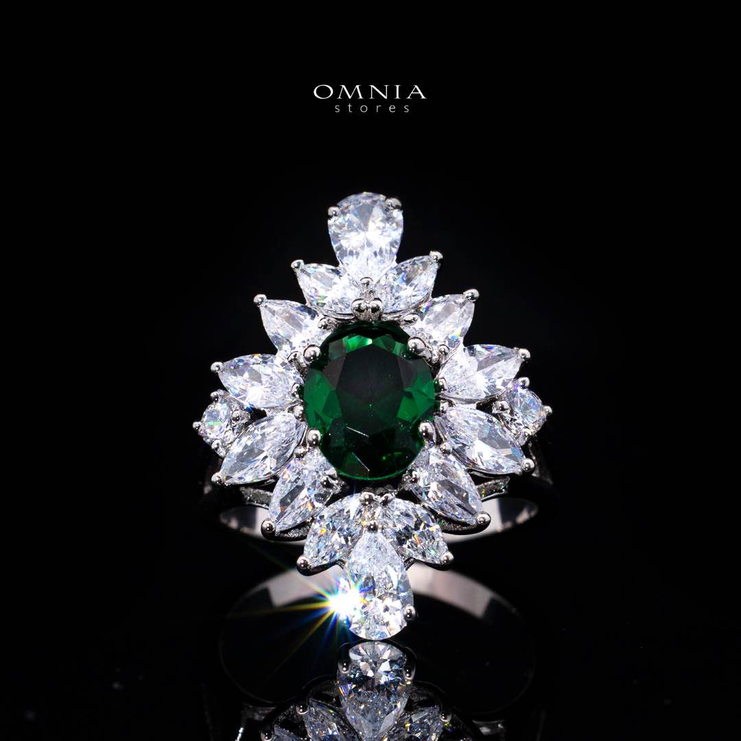 Omnia Muna Green Bridal Full Set in High Quality Simulated Diamonds - OMNIASTORES KSA