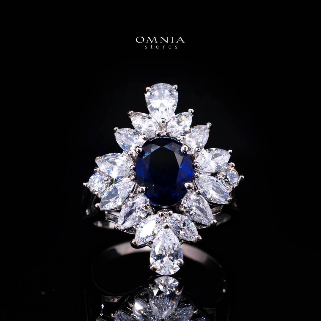 Omnia Muna Blue Bridal Full Set in High Quality Simulated Diamonds - OMNIASTORES KSA