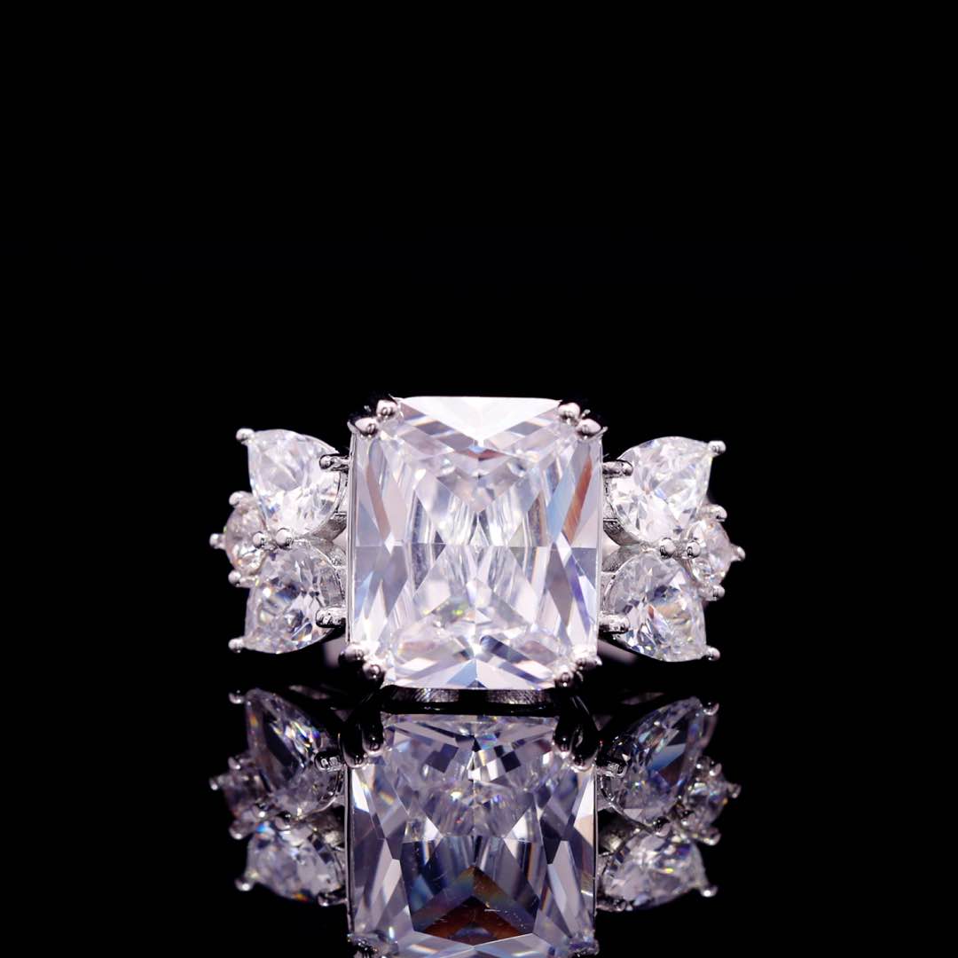 Omnia Amelia White Bridal Full Set in High Quality Simulated Diamonds Premium Rhodium Plated - OMNIASTORES UAE