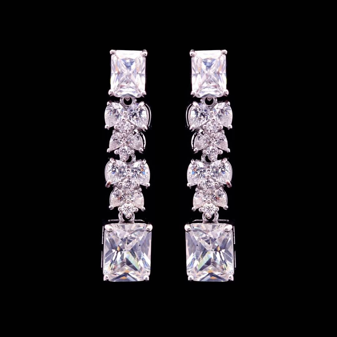 Omnia Amelia White Bridal Full Set in High Quality Simulated Diamonds Premium Rhodium Plated - OMNIASTORES KSA