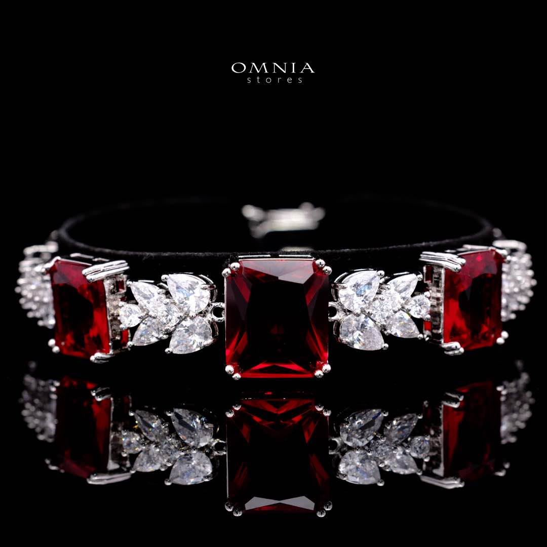 Omnia Amelia Red Bridal Full Set in High Quality Simulated Diamonds - OMNIASTORES KSA