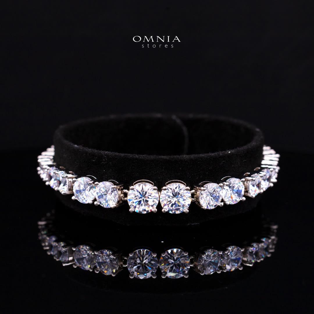 Omnia Ansa White Medium Size Luxury Bridal Full Set in High Quality Simulated Diamonds Premium Rhodium Plated