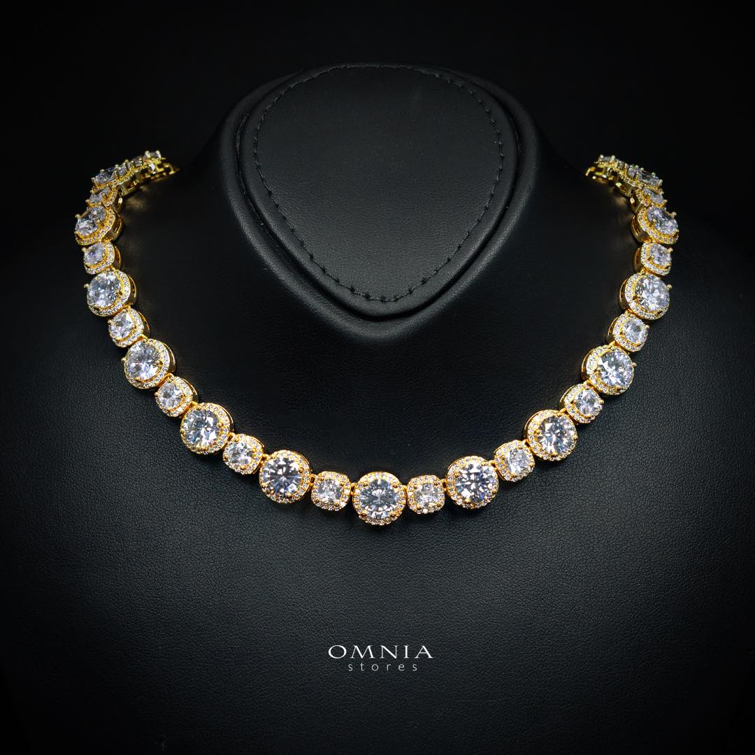 Omnia Lilian Gold Bridal Full Set in High Quality Simulated Diamonds Rhodium Plated - OMNIASTORES KSA