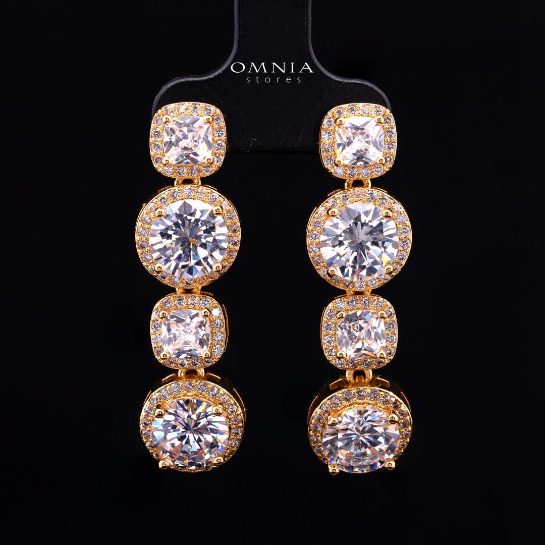 Omnia Lilian Gold Bridal Full Set in High Quality Simulated Diamonds Rhodium Plated - OMNIASTORES KSA