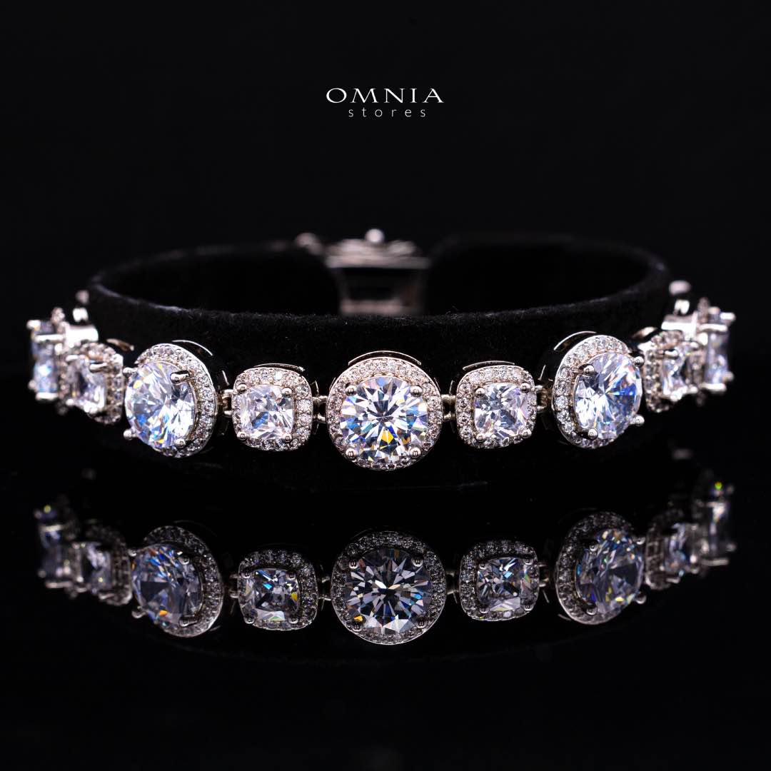 Omnia Lilian White Bridal Full Set in High Quality Simulated Diamonds Rhodium Plated - OMNIASTORES KSA