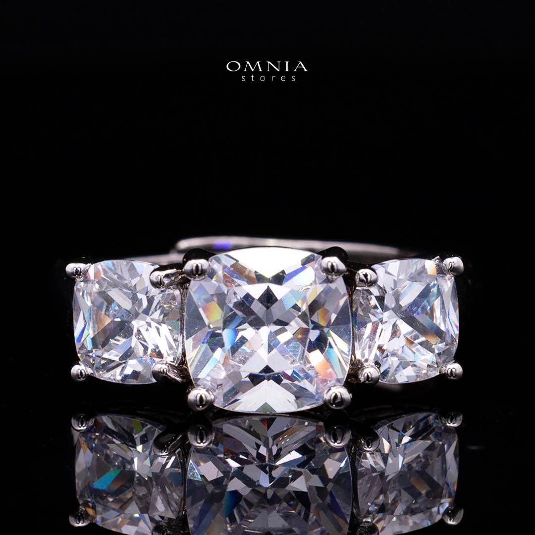 Omnia Alya White Bridal Full Set with High-Quality Simulated Diamonds Rhodium Plated - OMNIASTORES KSA