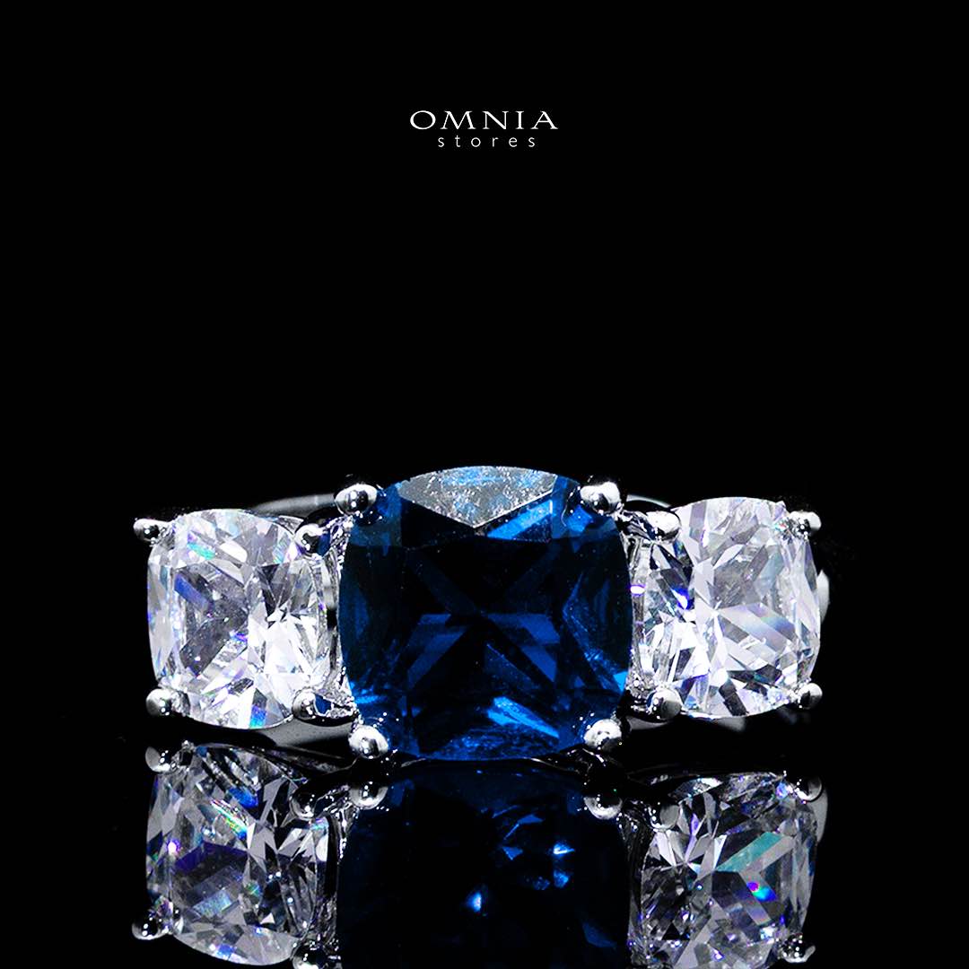 Omnia Alya Dark Blue Bridal Full Set with High Quality Simulated Diamonds Premium Rhodium Plated - OMNIASTORES UAE
