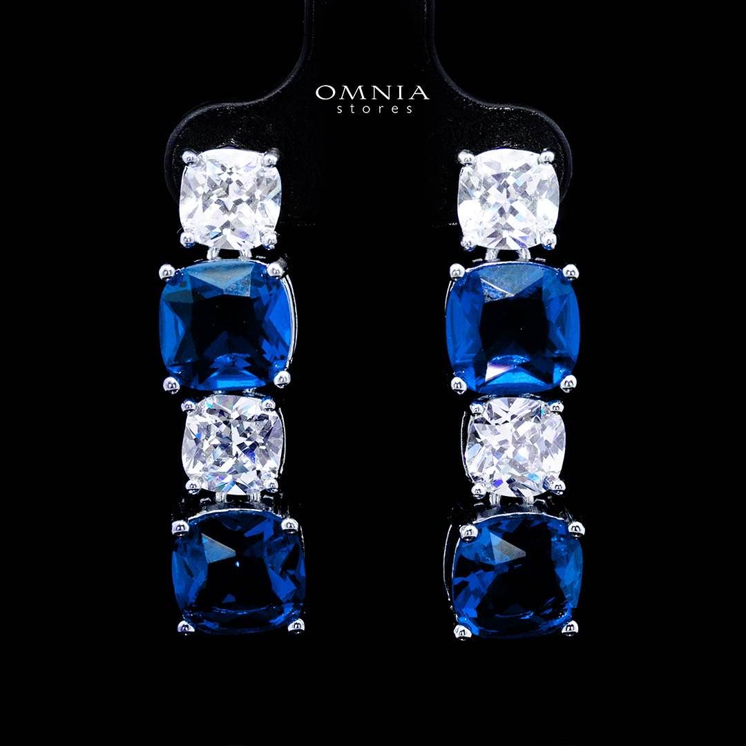 Omnia Alya Dark Blue Bridal Full Set with High Quality Simulated Diamonds Premium Rhodium Plated - OMNIASTORES KSA