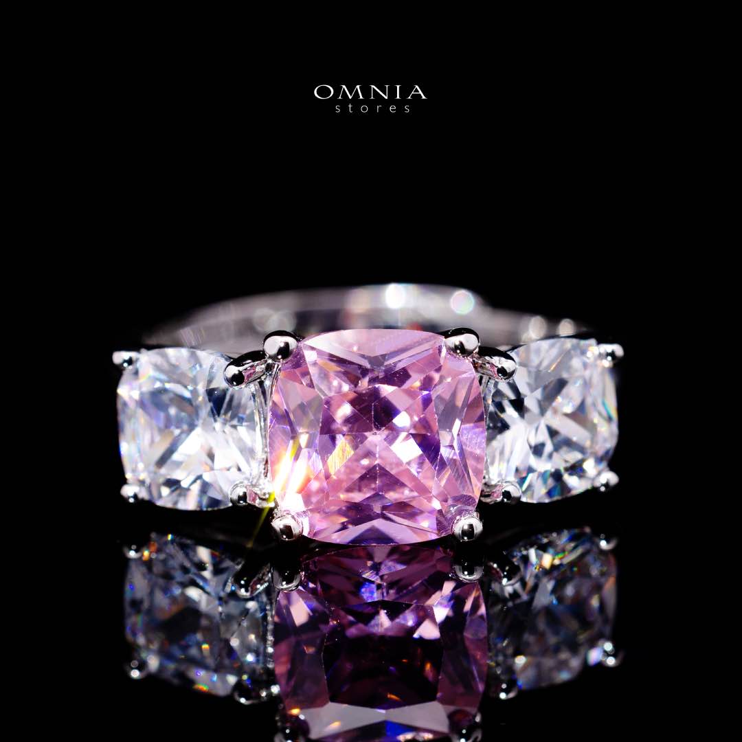 Omnia Alya Pink and White Bridal Full Set in High Quality Simulated Diamonds Rhodium Plated