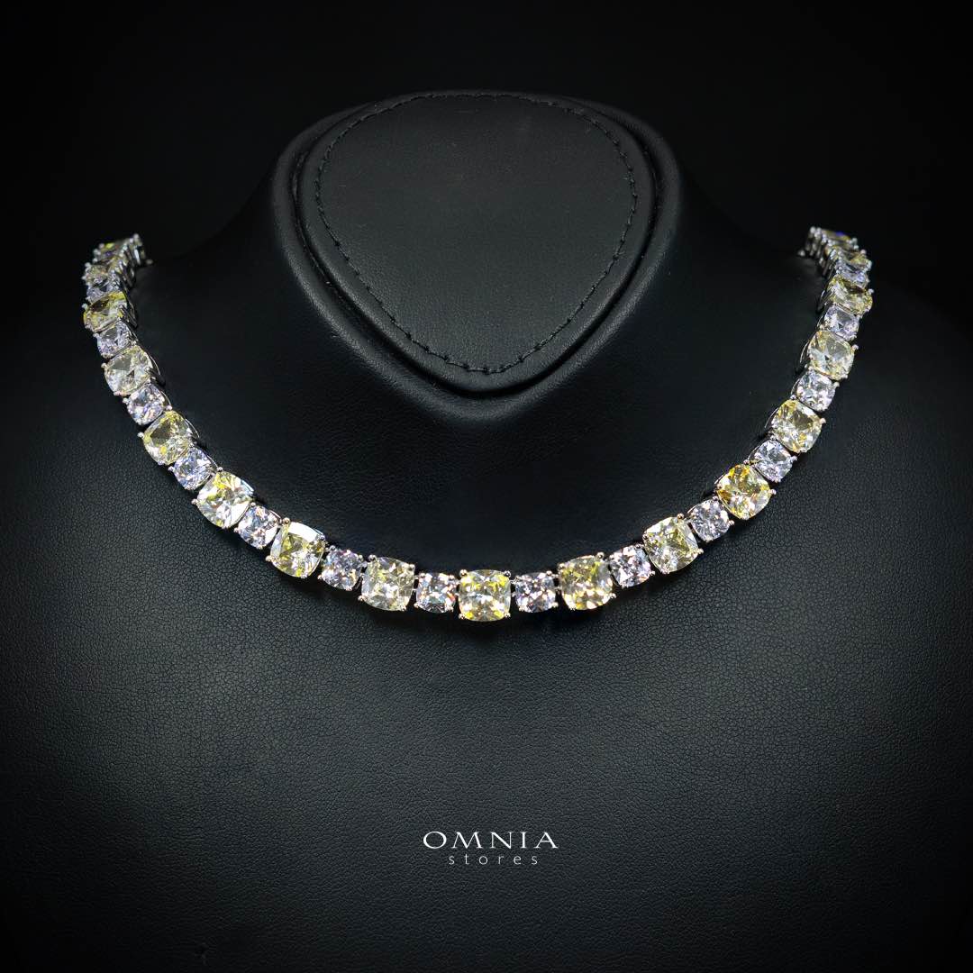 Omnia Alya Yellow and White Bridal Full Set in High Quality Simulated Diamonds Premium Rhodium Plated - OMNIASTORES UAE
