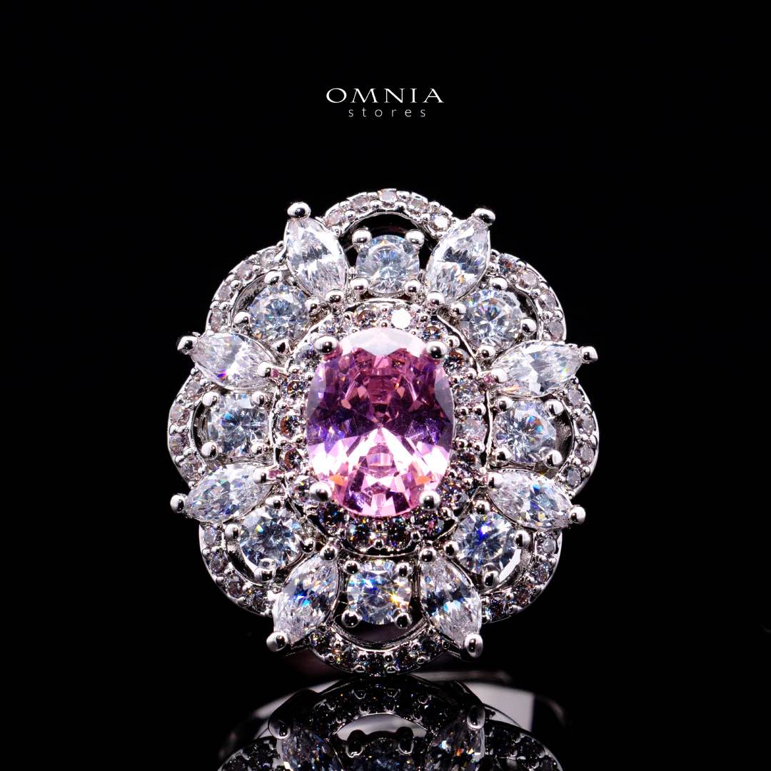 Omnia Esra Pink Luxury Bridal Full Set in High Quality Simulated Diamond Rhodium Plated - OMNIASTORES KSA