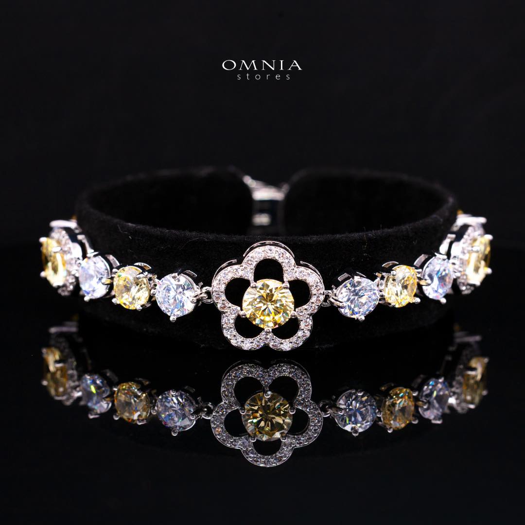 Omnia Esra Yellow Luxury Bridal Full Set in High Quality Simulated Diamond Rhodium Plated - OMNIASTORES KSA