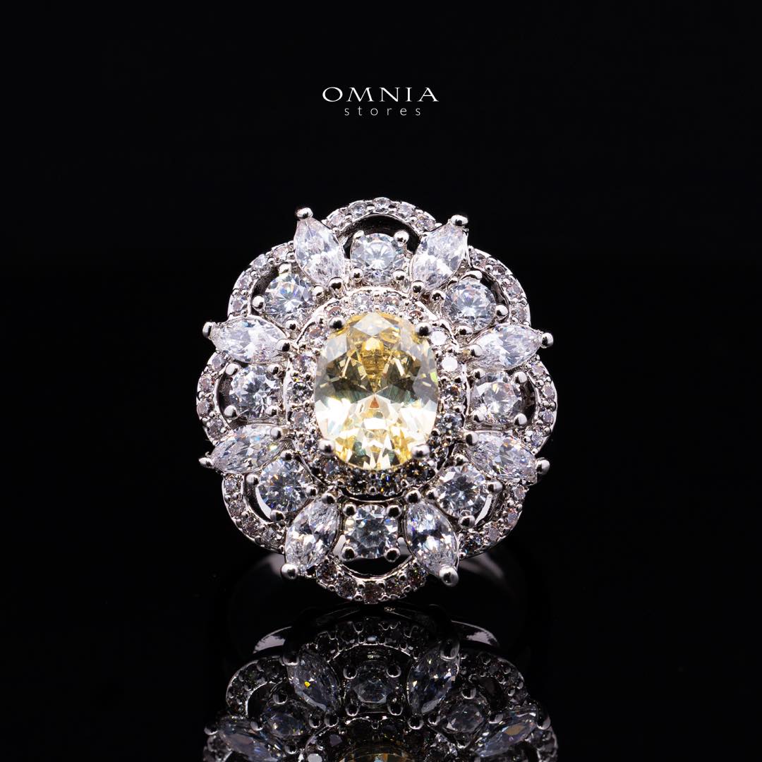 Omnia Esra Yellow Luxury Bridal Full Set in High Quality Simulated Diamond Rhodium Plated - OMNIASTORES KSA