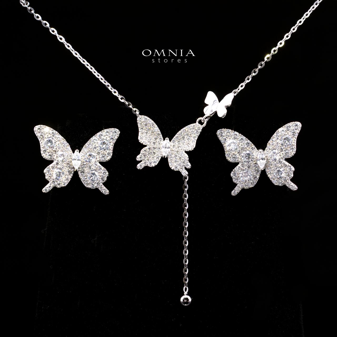 Delia Butterfly Design Necklace and Earrings Set in 925 Sterling Silver with High-Quality Premium Simulated Diamonds - OMNIASTORES KSA