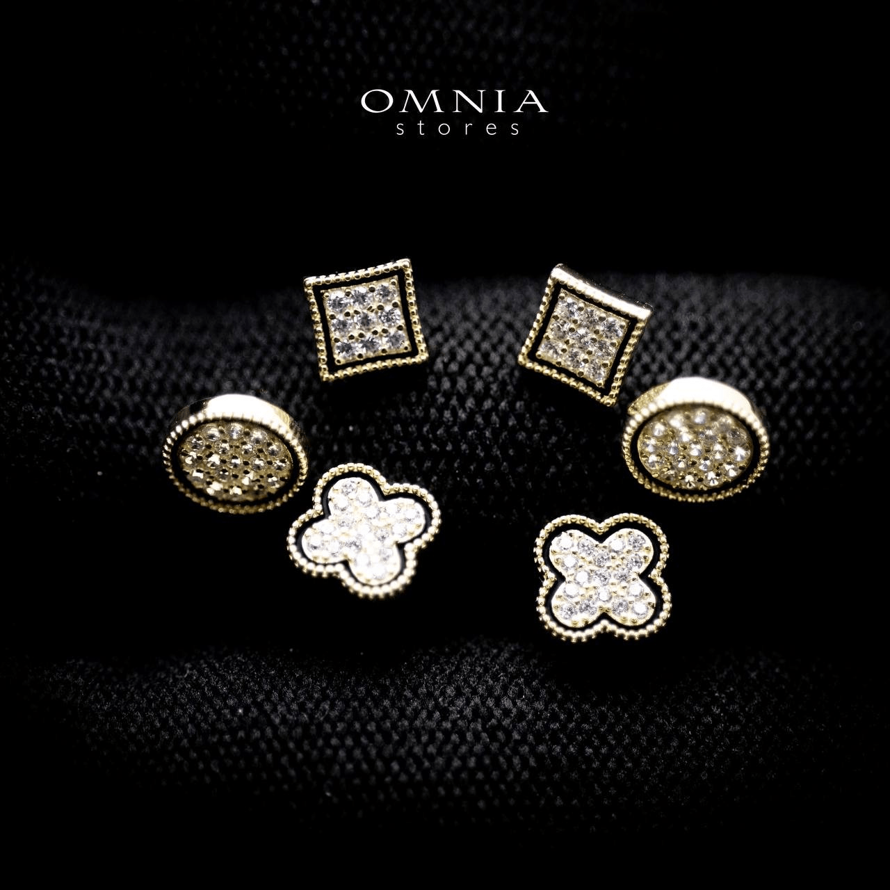 Omnia Jaleela Golden Shape Stud Earrings Set in 92.5 Silver With High Quality Moissanite Stone - OMNIASTORES UAE