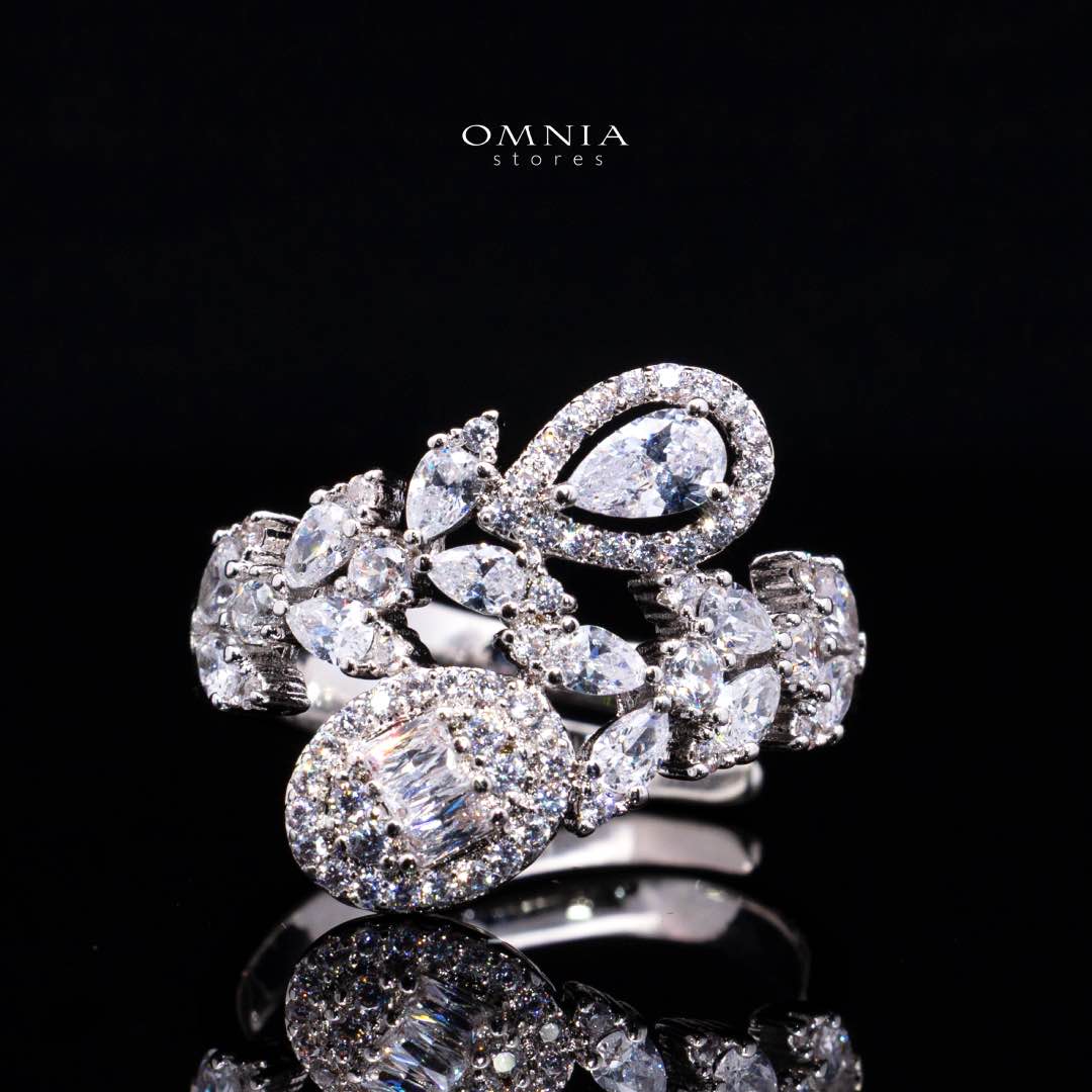 Omnia Trisha White Full set Accessories in High Quality Zircon Stone in Rhodium Plated - OMNIASTORES KSA