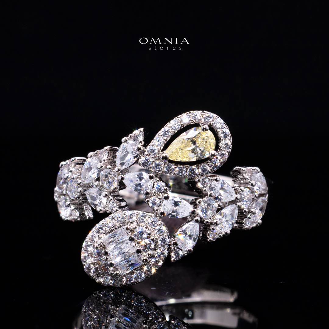Omnia Trisha Yellow Luxury Bridal Full Set in High Quality Zircon Stone Rhodium Plated(16 size only available in ksa) - OMNIASTORES KSA