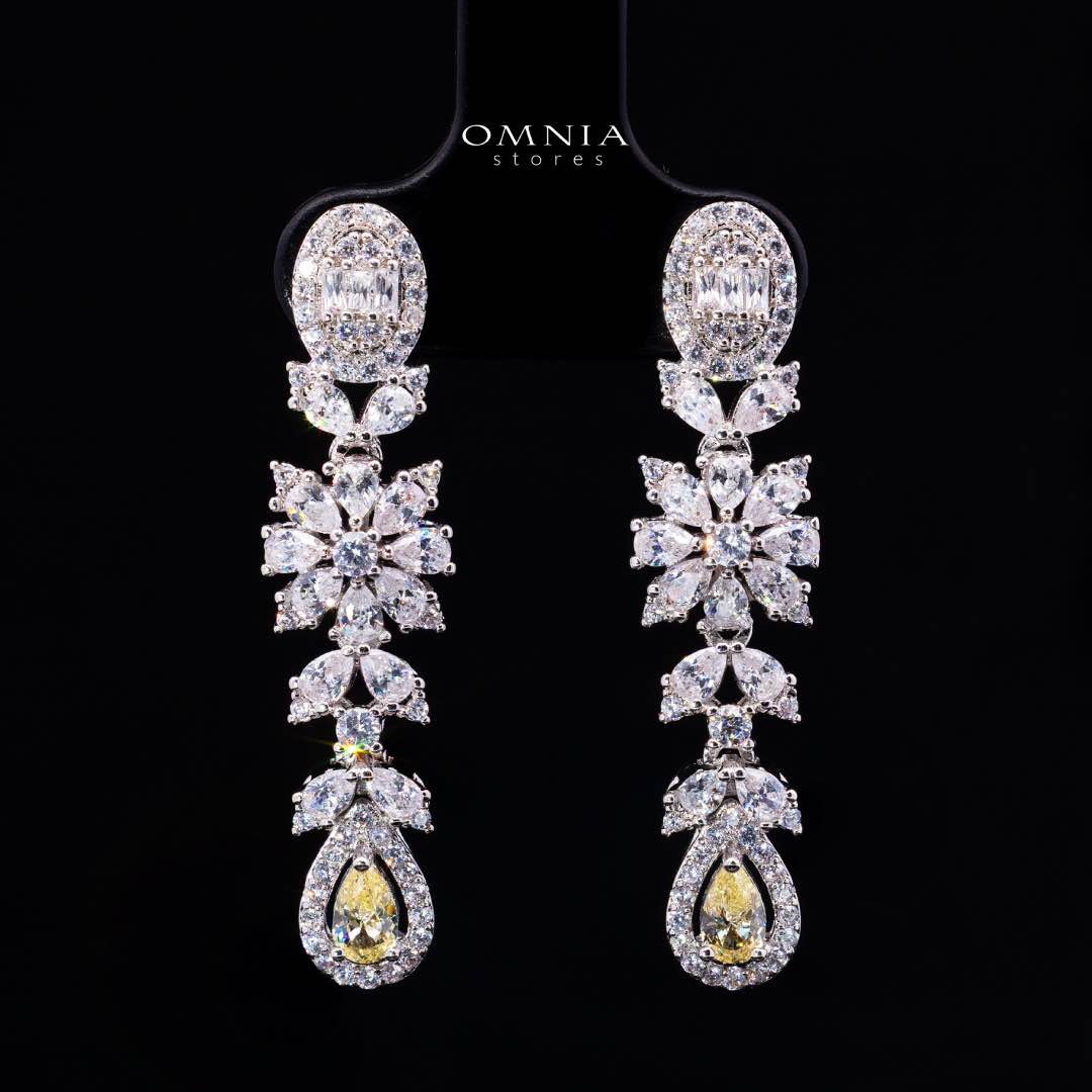 Omnia Trisha Yellow Luxury Bridal Full Set in High Quality Zircon Stone Rhodium Plated(16 size only available in ksa) - OMNIASTORES KSA