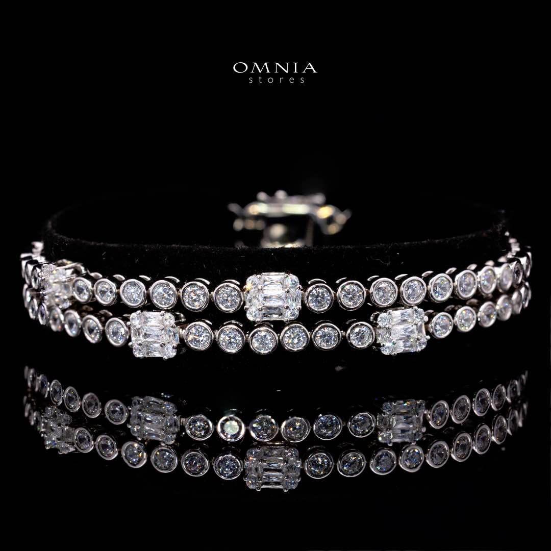 Omnia Fayza White Bracelet in 925 Silver with High Quality Simulated Diamonds - OMNIASTORES KSA